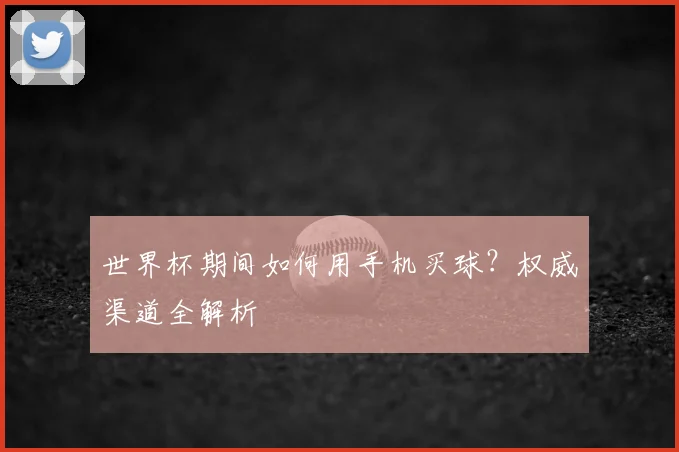 世界杯期间如何用手机买球?权威渠道全解析